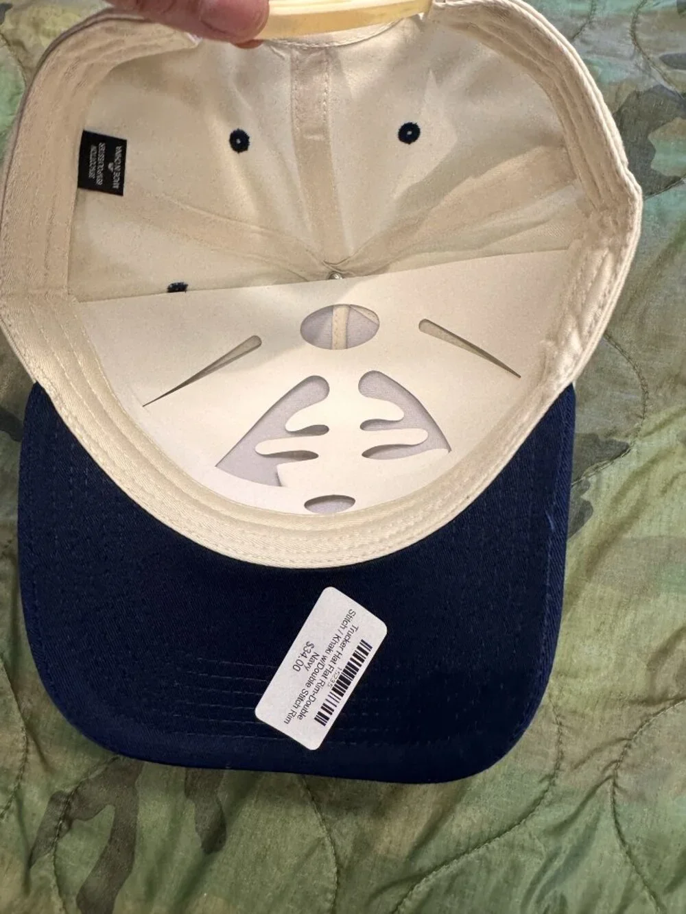 Trucker Hat Flat Brim Khaki/Navy - Blank, NWT